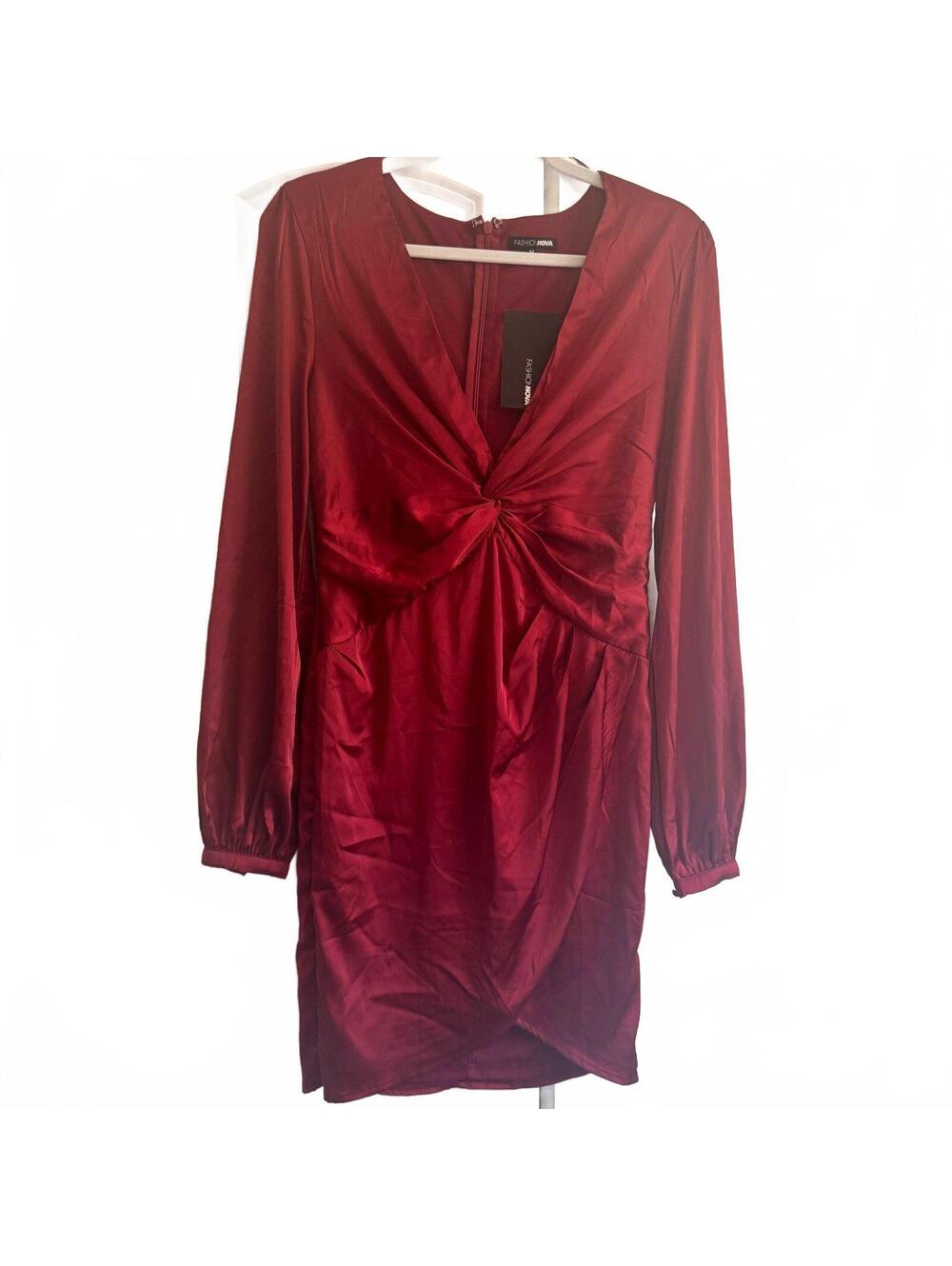 NWT Fashion Nova Red Satin Homecoming Autumn Wedding Guest Dress Size M